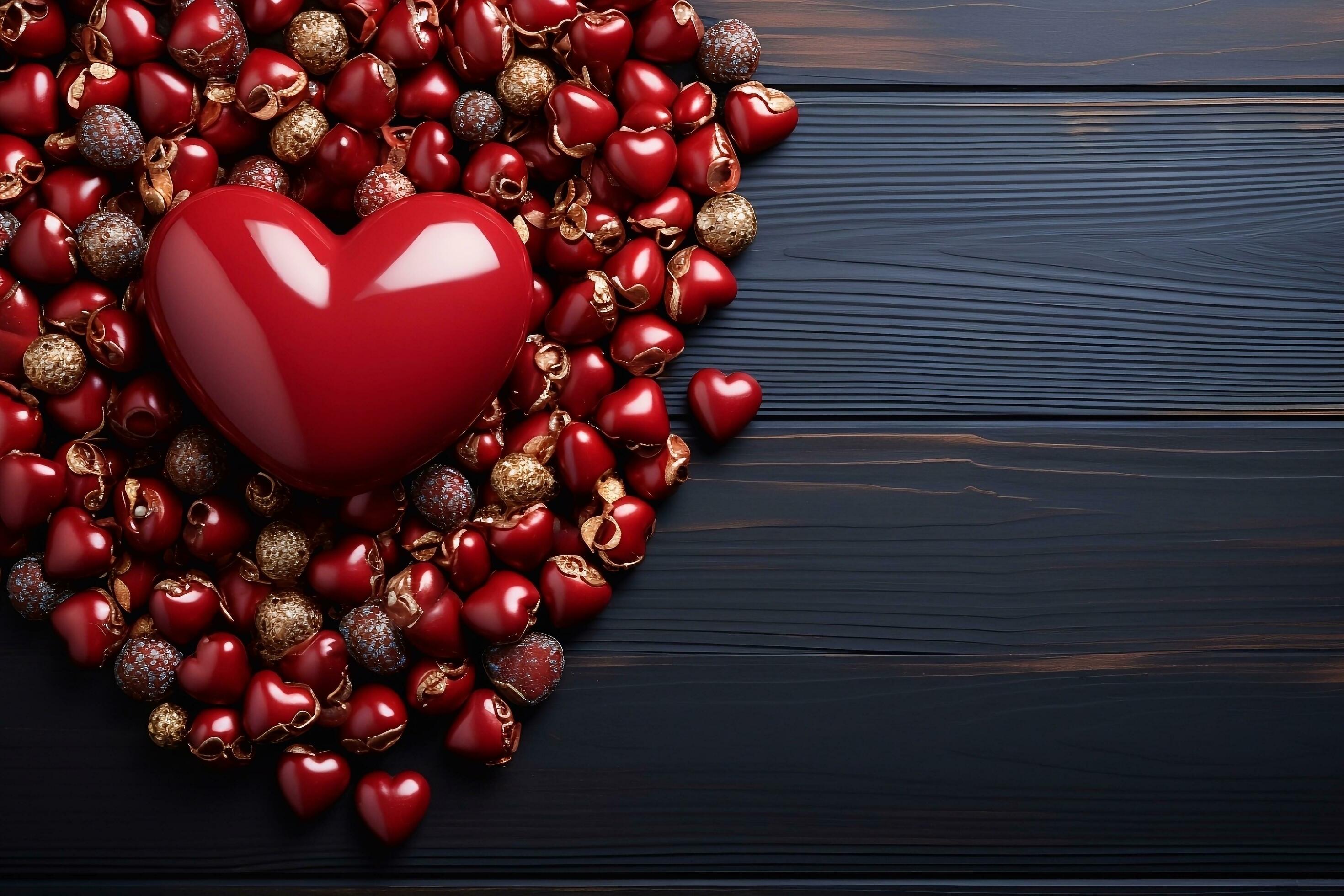 Red Small Big Hearts On Wooden Board 4K HD Heart Wallpapers | HD Wallpapers  | ID #83071