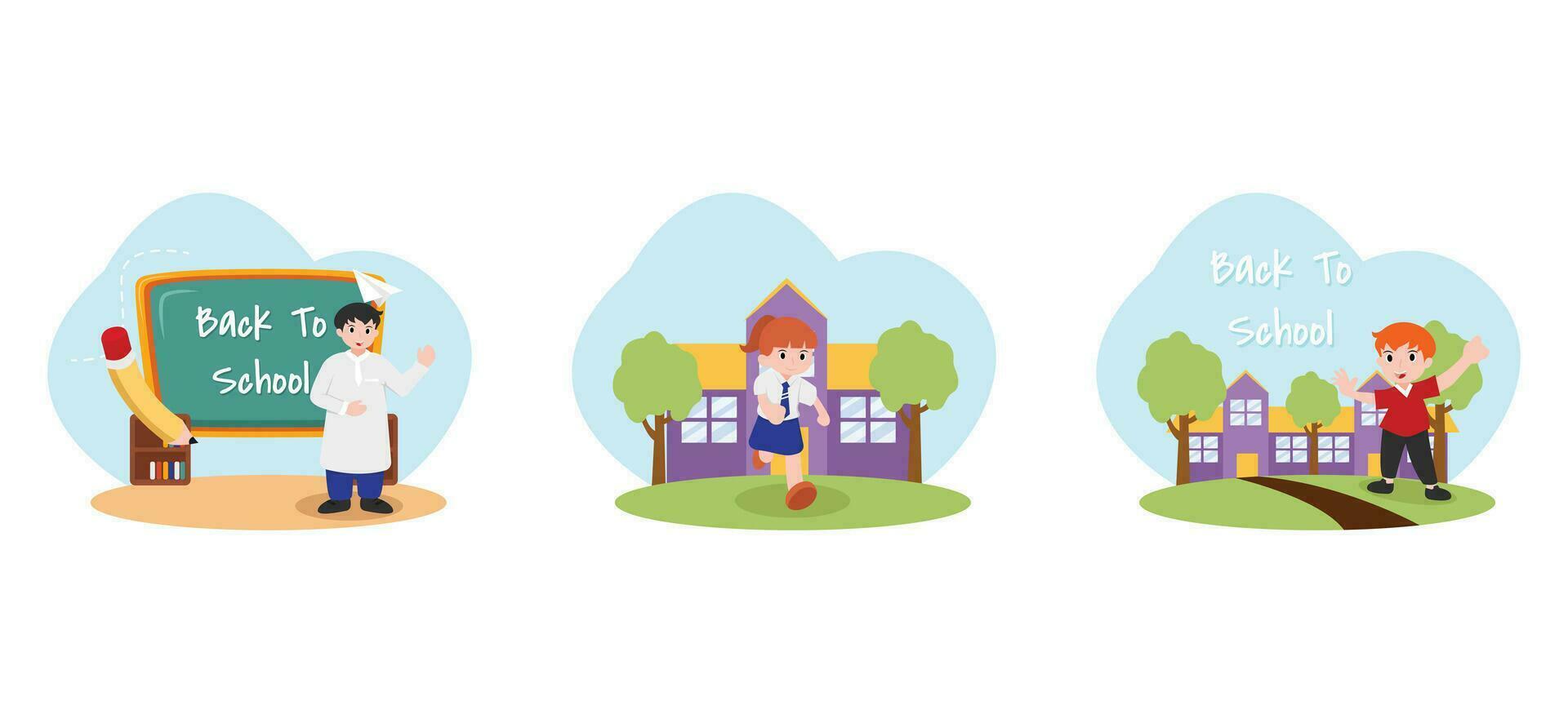 Back to School Flat Bundle Design Illustration vector