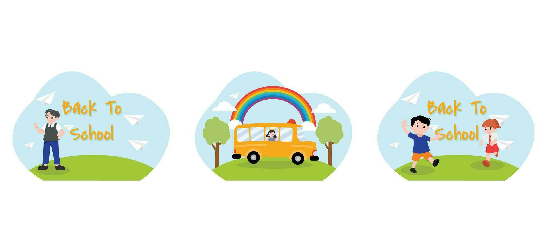 Flat Bundle Back to School Design Illustration vector