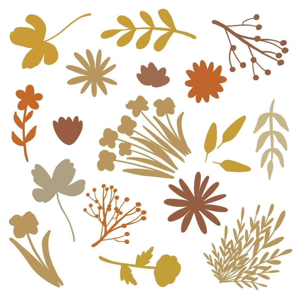 Bundle flower silhouette in retro color vector
