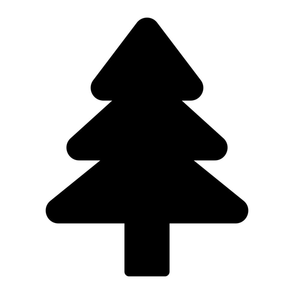 Black silhouette of Christmas tree. Fir tree black icon isolated on white background. vector