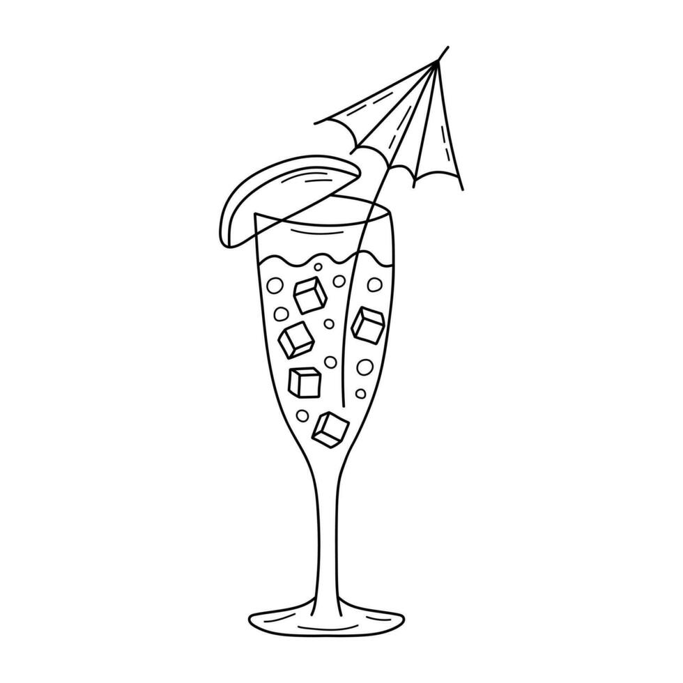 Doodle cocktail isolated on white background. Hand drawn vector illustration