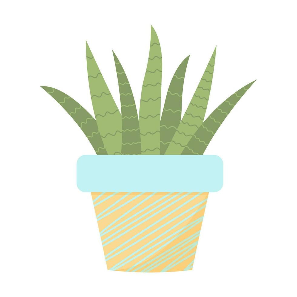 Cute cactus in a pot. Domestic succulent plant in pastel colors isolated on white background. vector