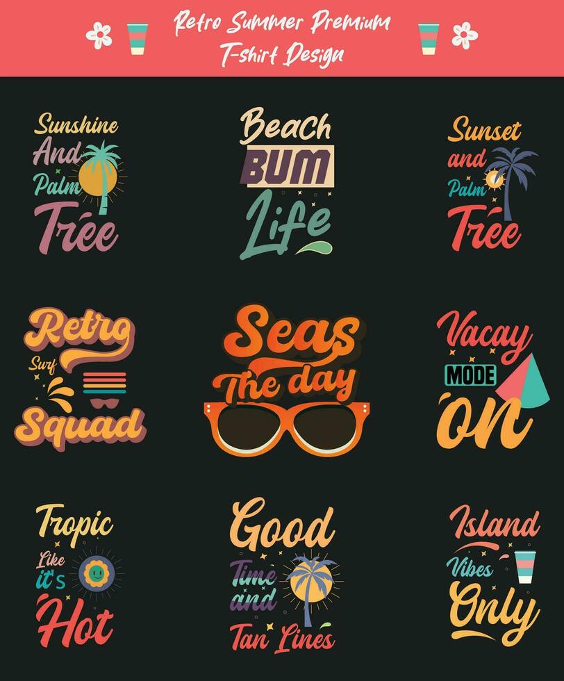 summer t shirt design , retro summer design template pro vector