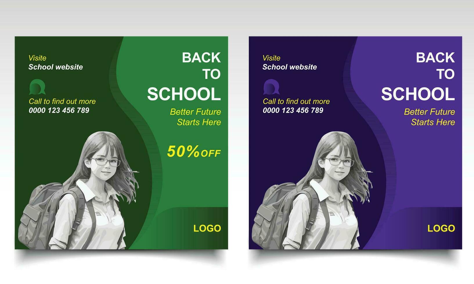 School banner design. School admission poster or left let. vector