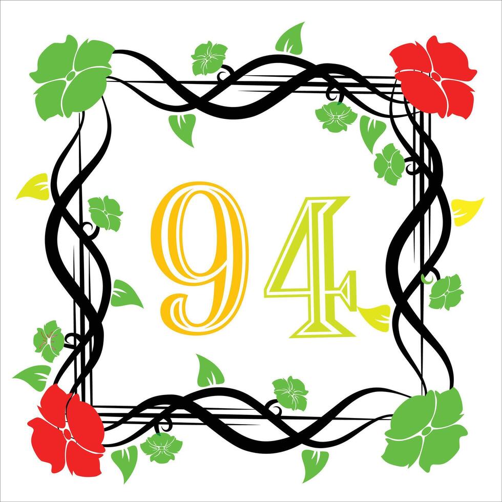 flower design and number red green color 94 25740310 Vector Art at Vecteezy