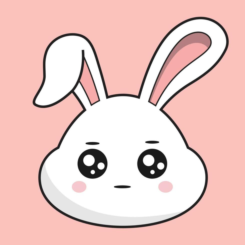 Conejo neutral cara conejito cabeza kawaii pegatina vector