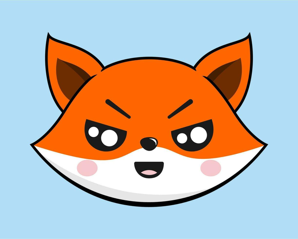 Fox Unamused Face Head Kawaii Sticker vector