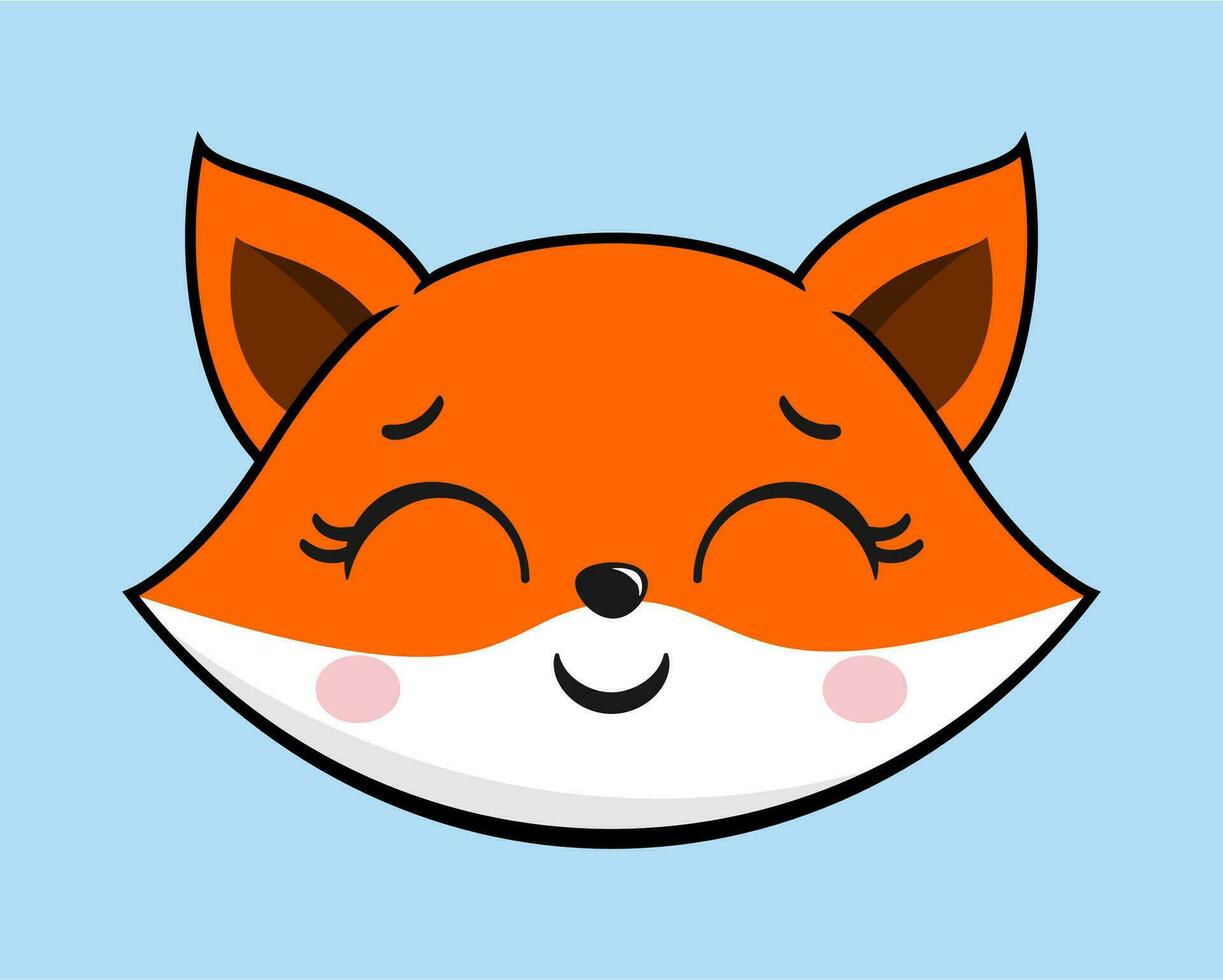 Fox Smile Face Head Kawaii Sticker vector