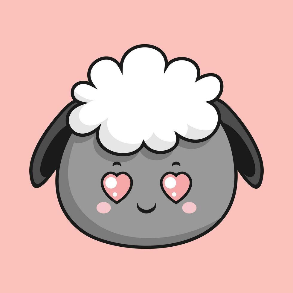 Sheep Heart Eyes Face Cartoon Head Sheep Sticker vector