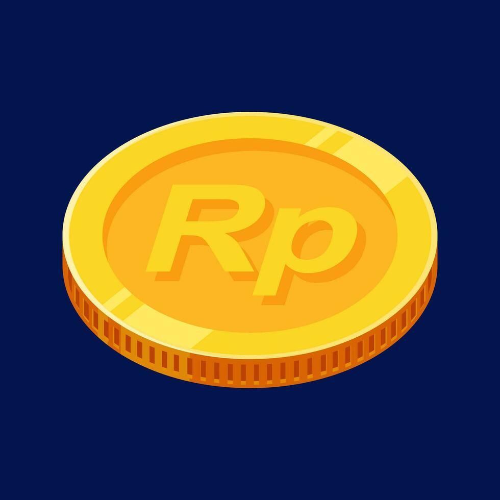 Rupiah Gold Coin IDR Indonesian Money Vector