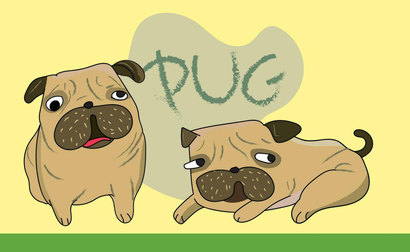 cute funny crazy pug dog cartoon vector