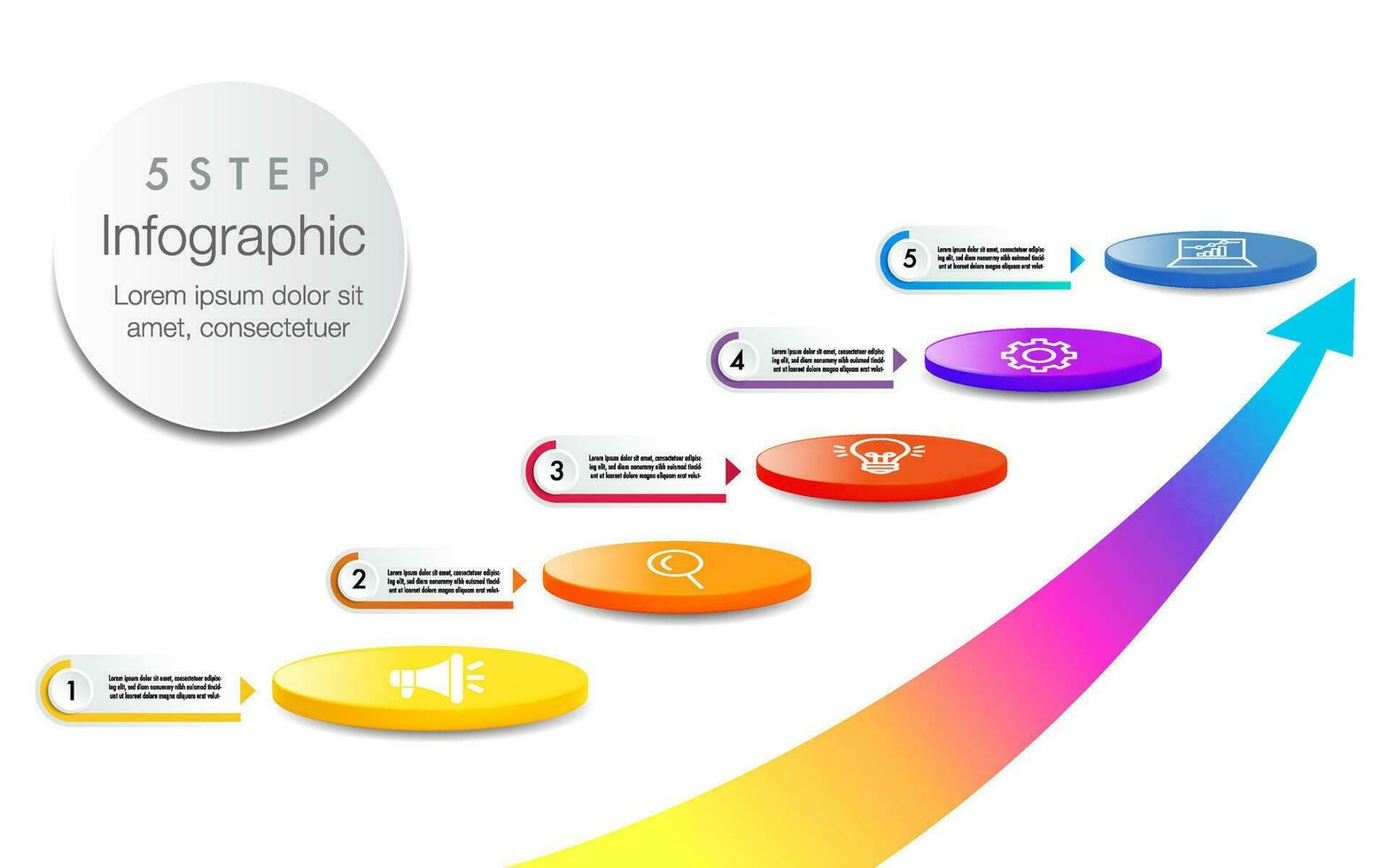 Infographic 5 step road map for business chart to present data, progress, direction, clean design vector