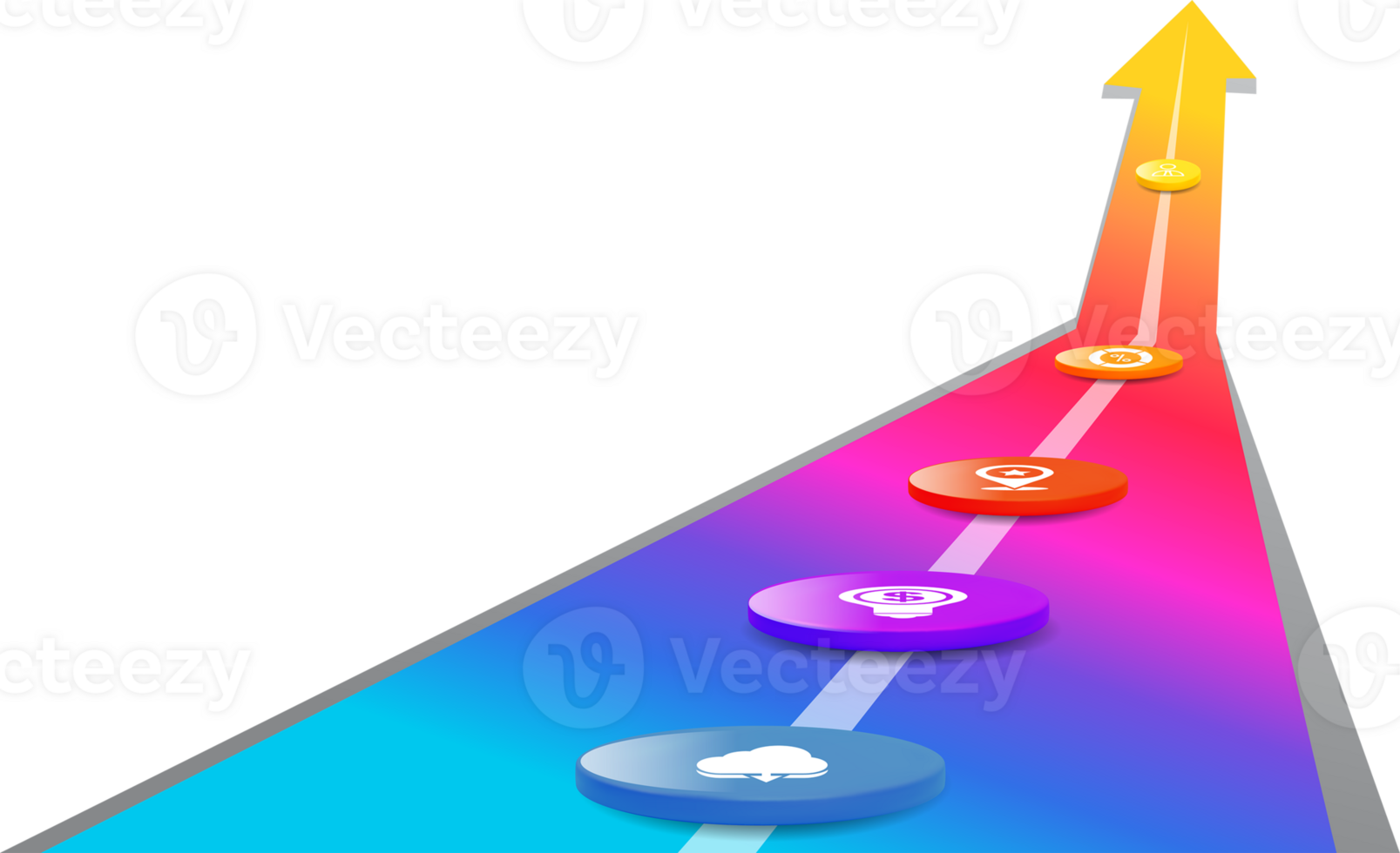 seta infográfico modelo 5 degrau para o negócio png