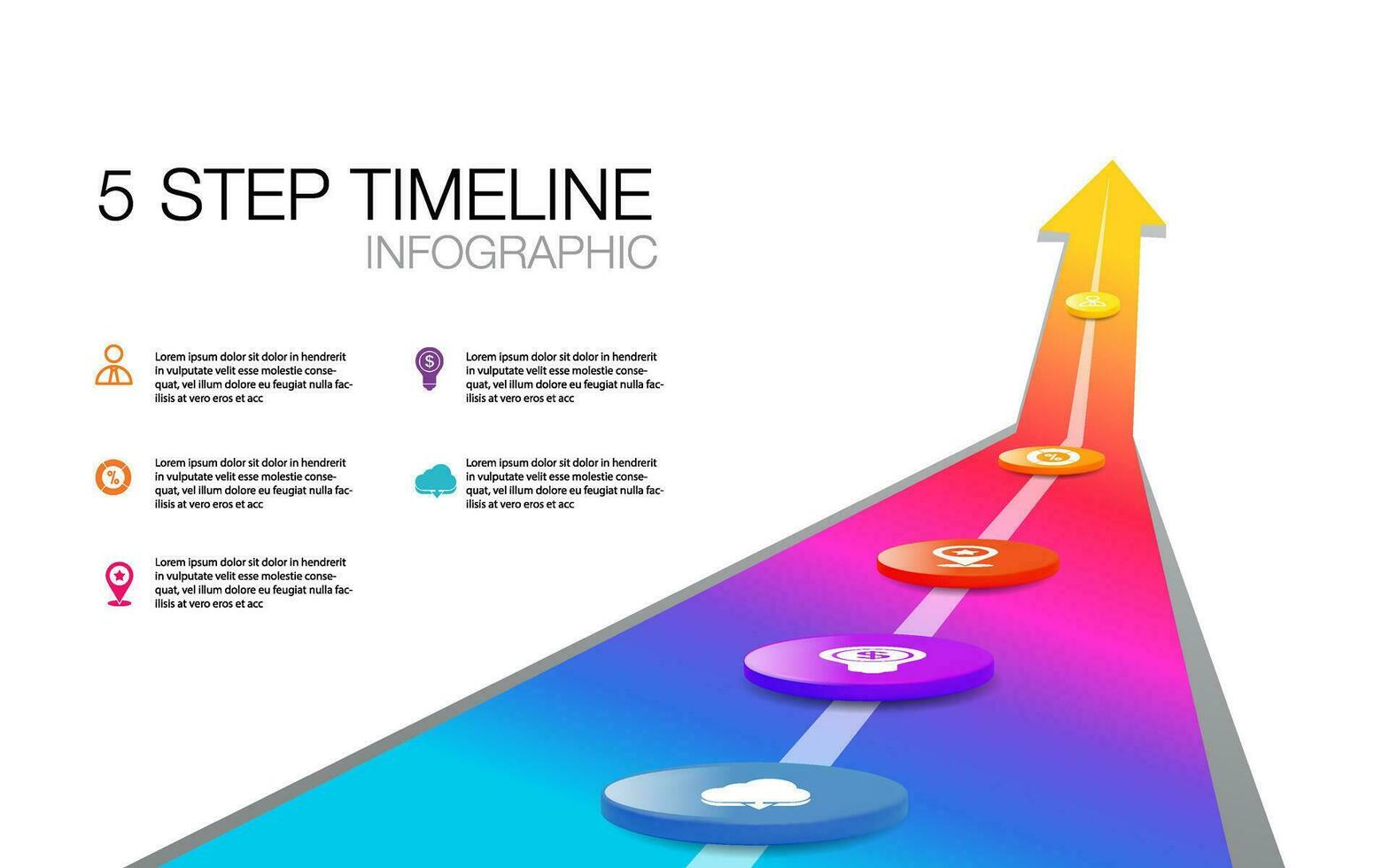 road to success infographic template 5 step for business direction, marketing strategy, diagram, data, glowth, arrow timeline vector