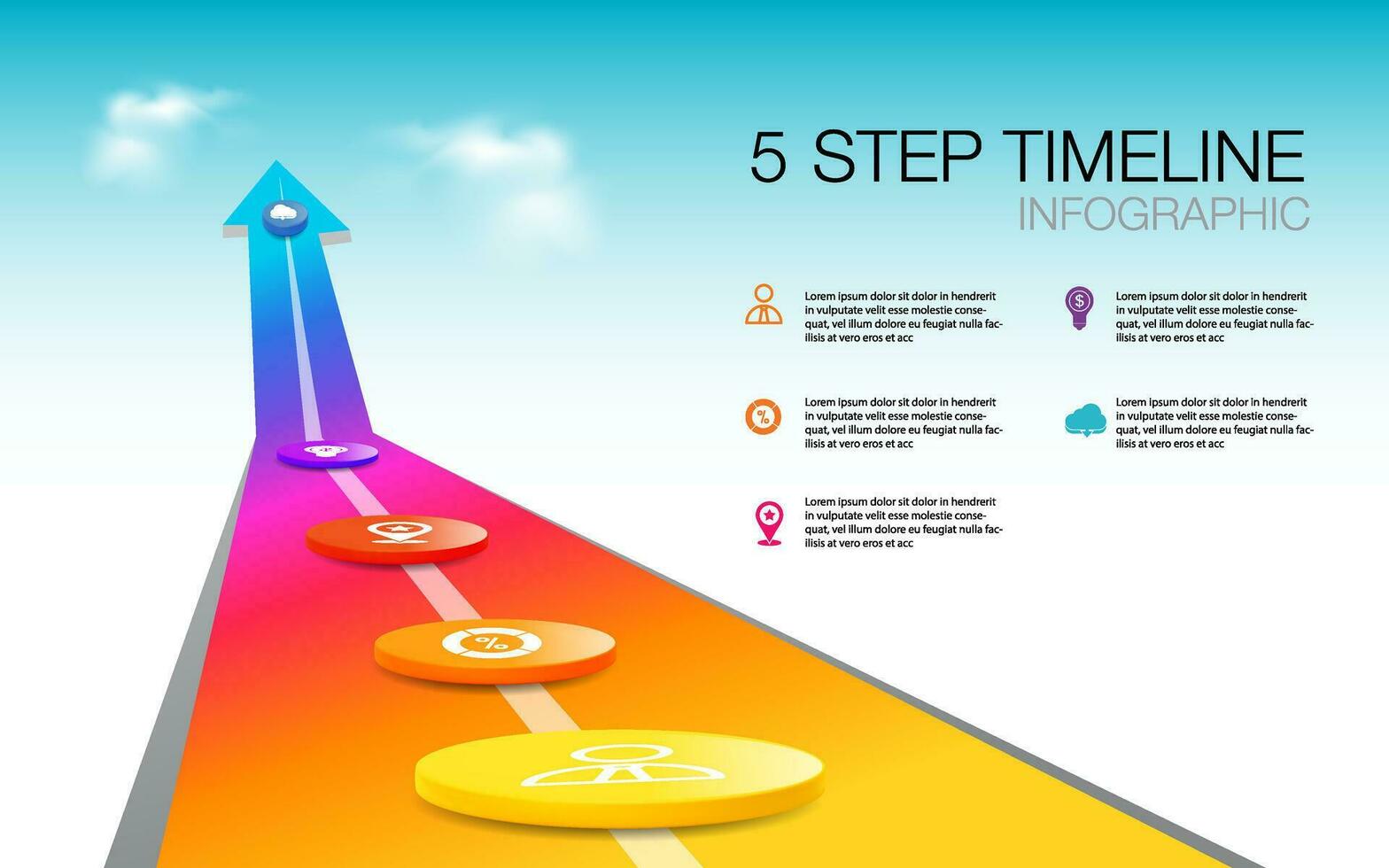 infographic template 5 step for business direction vector