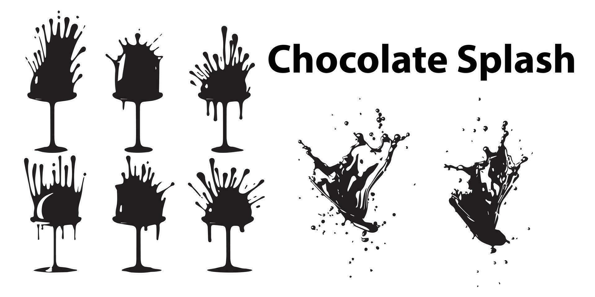 un conjunto de silueta chocolate chapoteo vector. vector