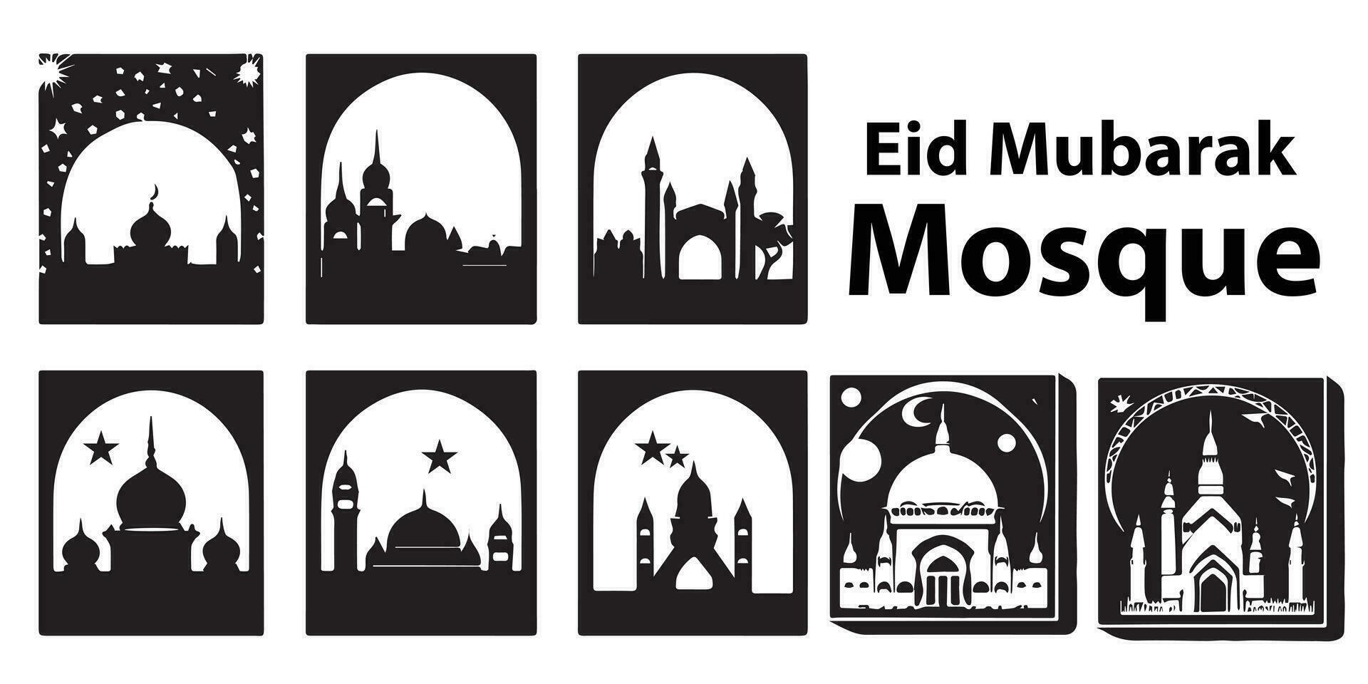 A set of  silhouette Mosque for Eid-ul-adha vector