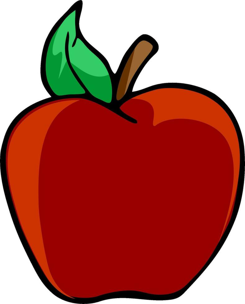 Red Apple with Green Leaf vector