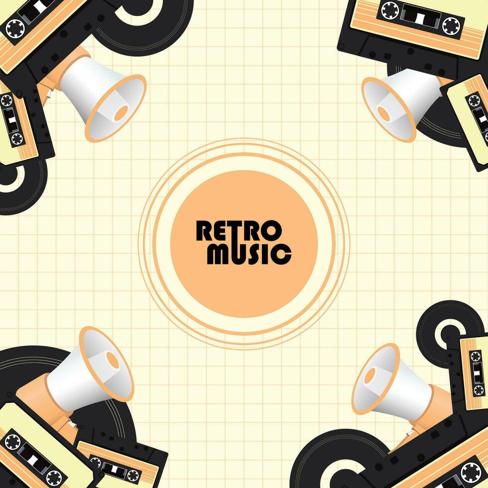 Classical Theme Background, Retro Music with a Combination of Old Cassette Items and a Megaphone. vector