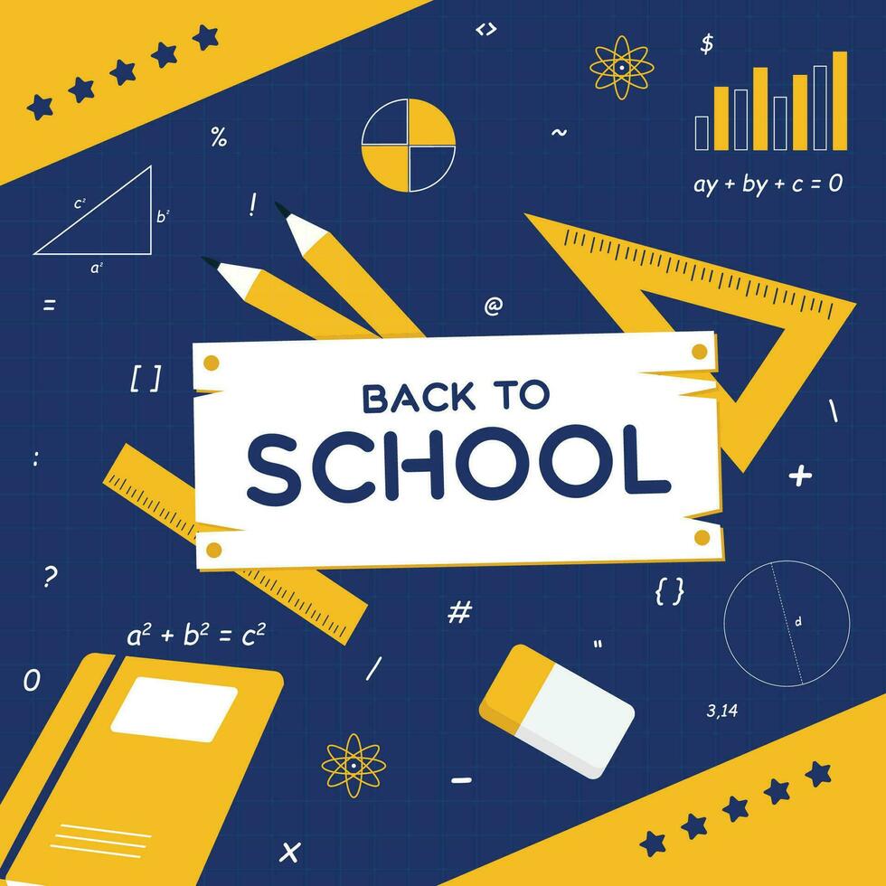 Educational Theme Background, Back to School with school equipment such as rulers, books, pencils, etc. vector