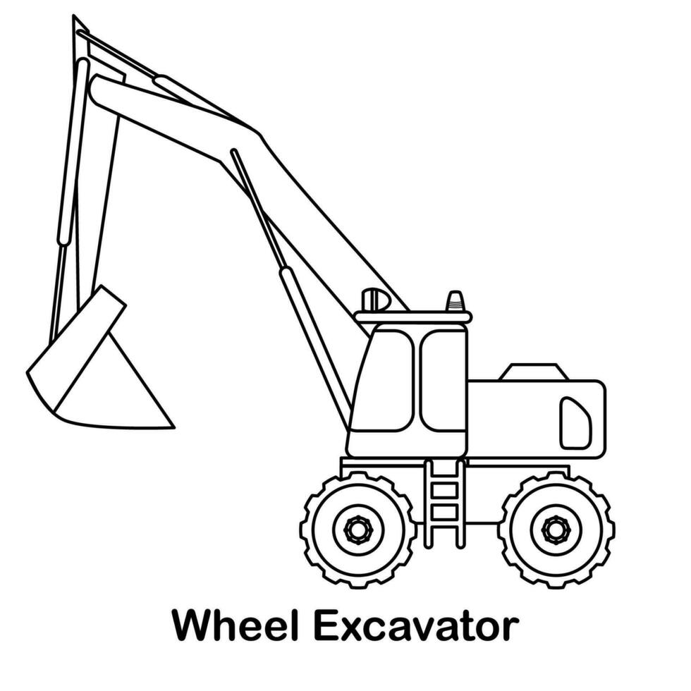 Construction vehicles coloring page vector