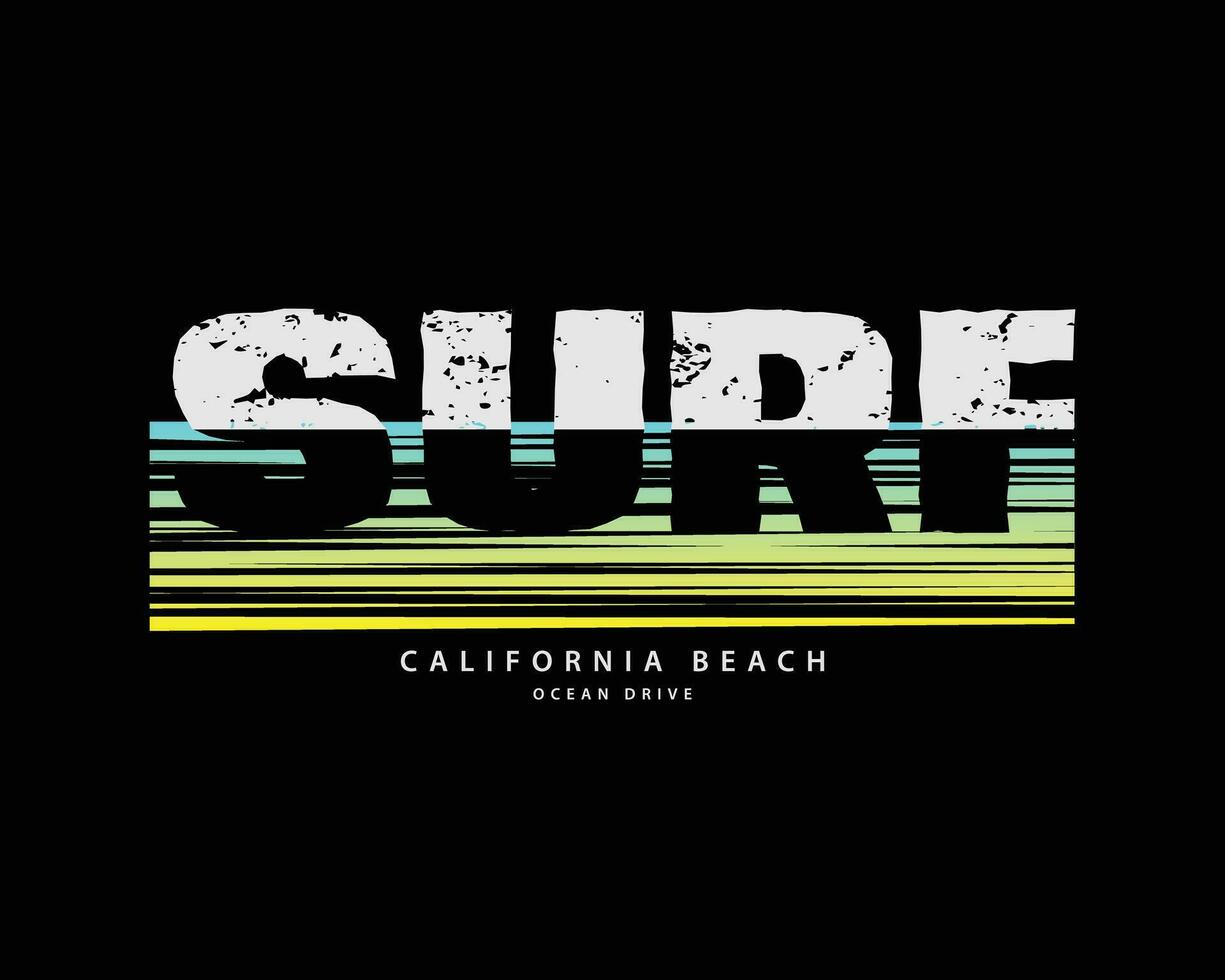 Illustration surfing California, Venice beach. Vintage design. Sport typography, t-shirt graphics, print, poster, banner, flyer, postcard vector