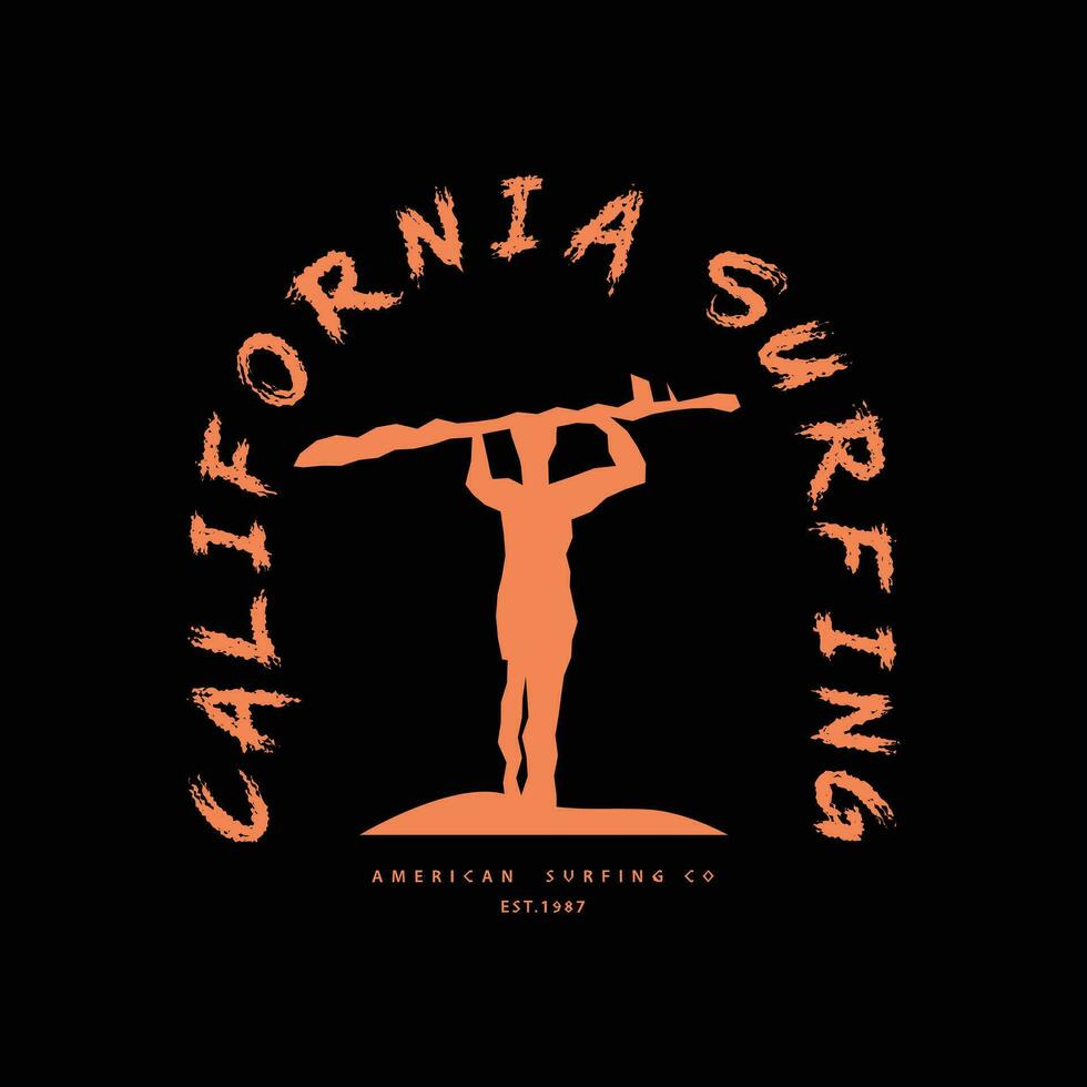 California surfing illustration for t shirt, poster, logo, sticker, or apparel merchandise. vector