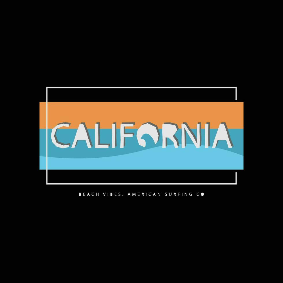 California vector ilustración y tipografía, Perfecto para camisetas, sudaderas con capucha, huellas dactilares etc.