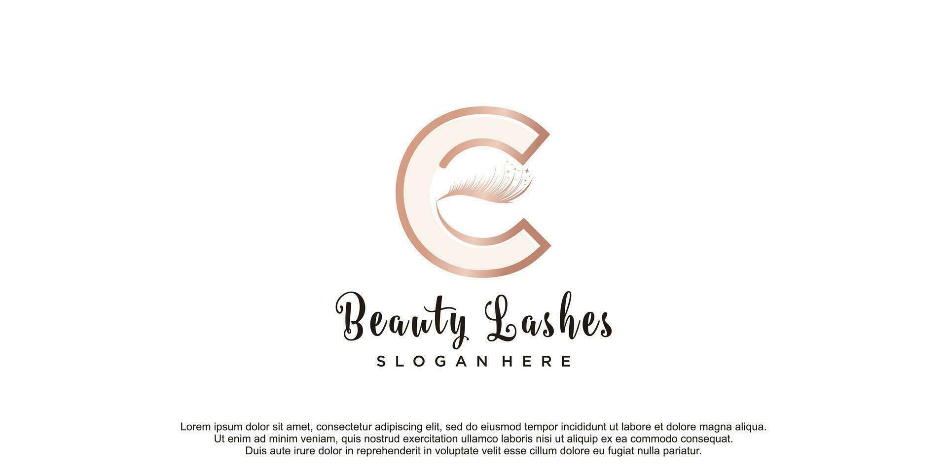 Beauty lashes logo with initial C concept creative idea premium vector