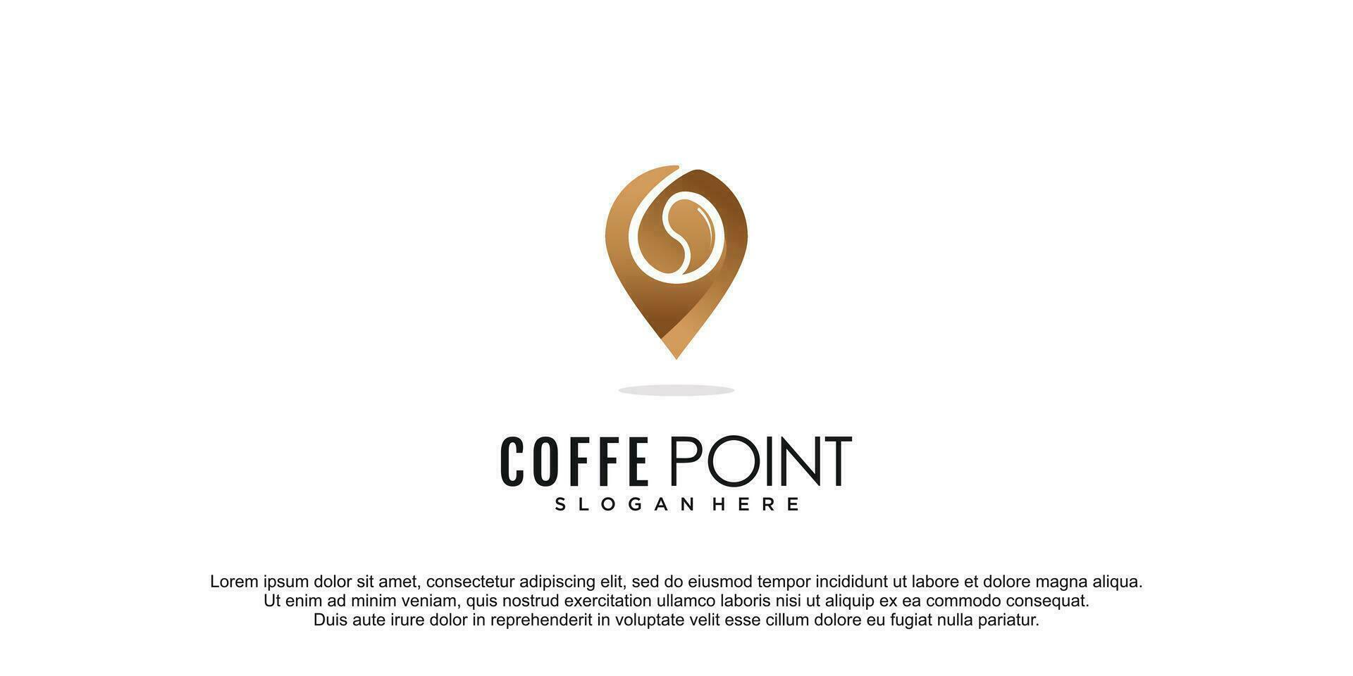 Coffe logo with pin location concept style idea premium vector