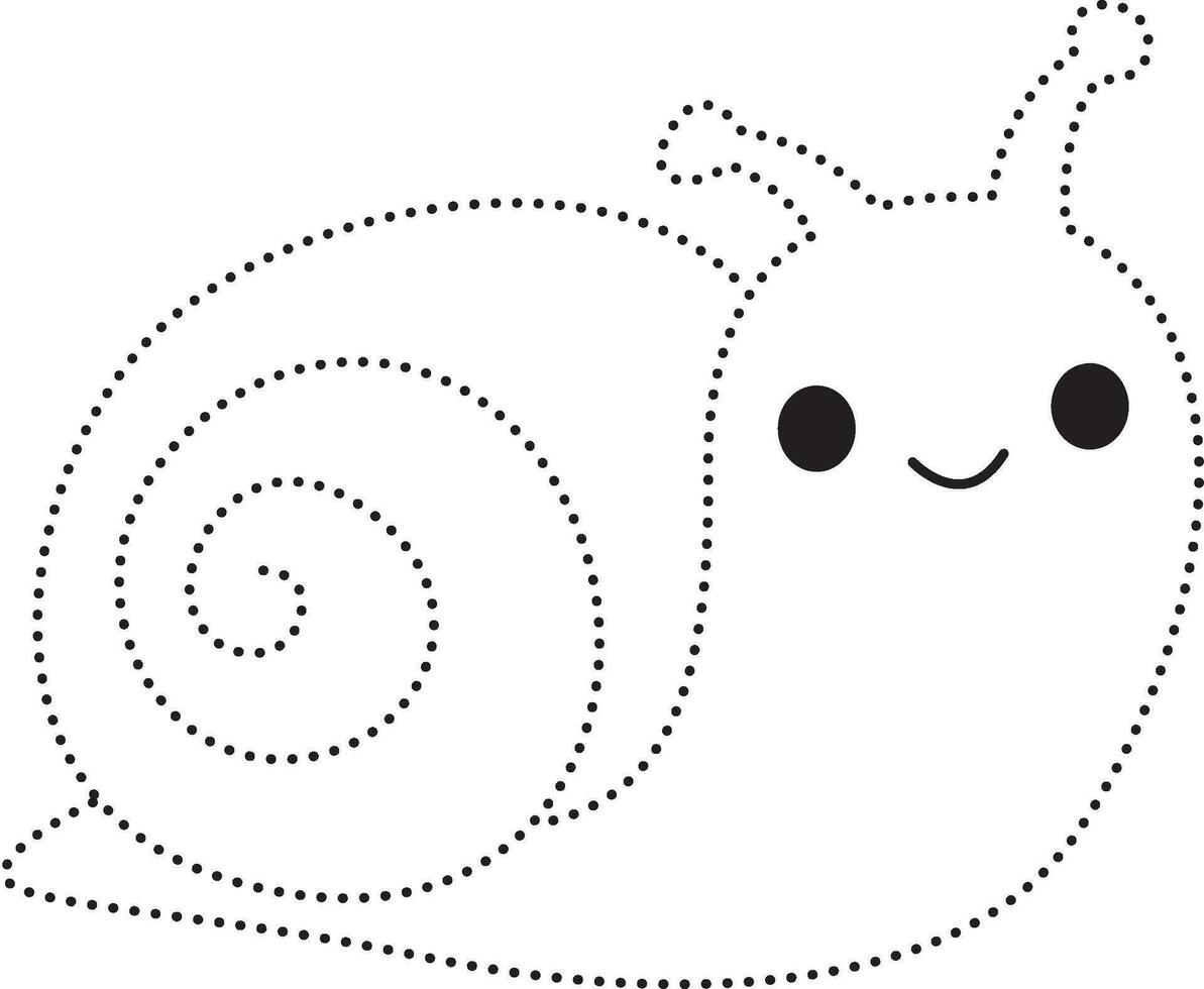 caracol reptil parcheado práctica dibujar dibujos animados garabatear kawaii anime colorante página linda ilustración dibujo acortar Arte personaje chibi manga cómic vector