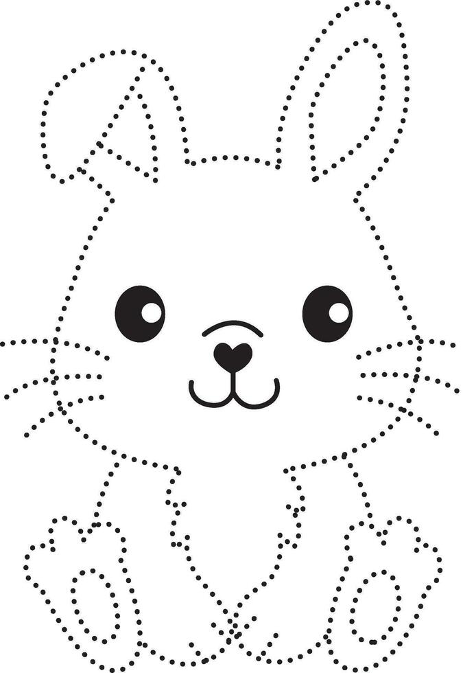 rabbit pet dotted line practice draw cartoon doodle kawaii anime coloring page cute illustration drawing clip art character chibi manga comic vector