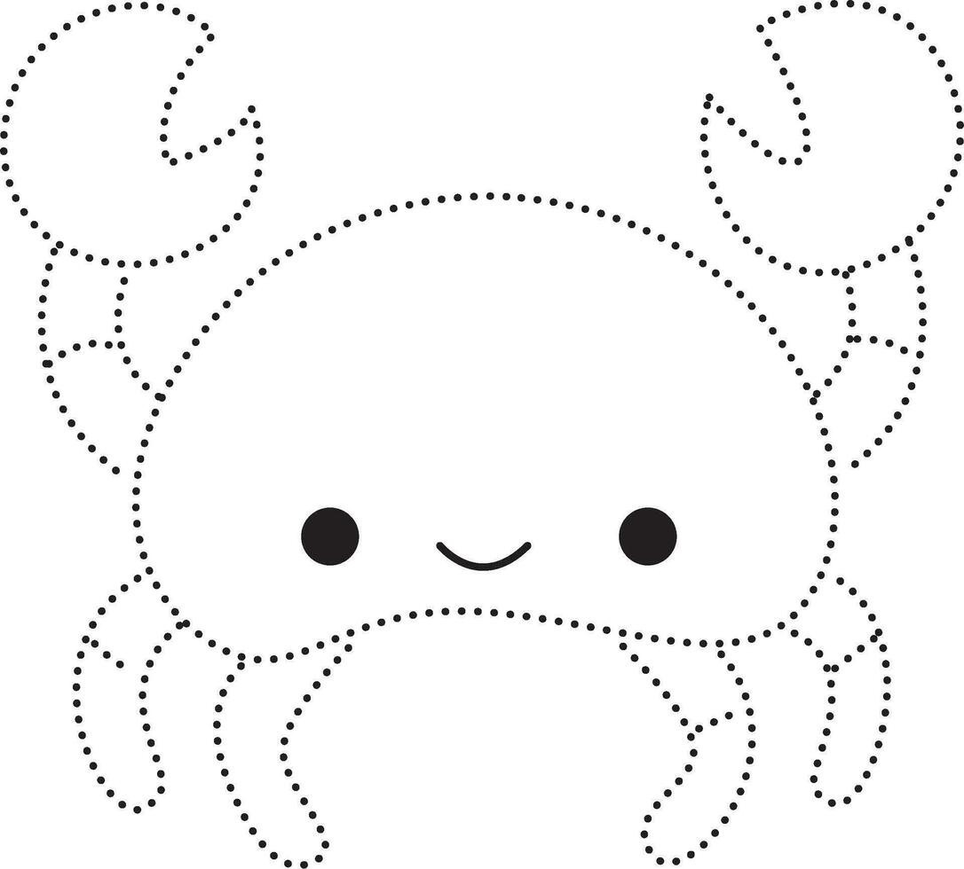 cangrejo animal parcheado práctica dibujar dibujos animados garabatear kawaii anime colorante página linda ilustración dibujo acortar Arte personaje chibi manga cómic vector