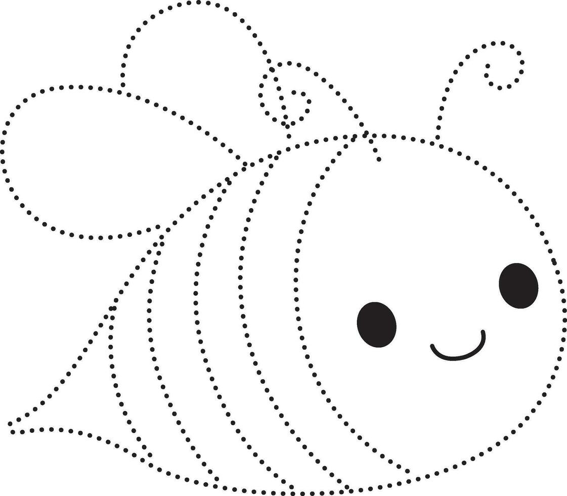 abeja punteado línea práctica dibujar dibujos animados garabatear kawaii anime colorante página linda ilustración dibujo acortar Arte personaje chibi manga cómic vector