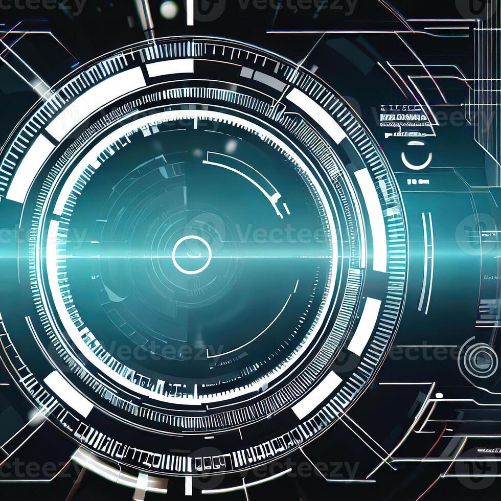 Premium Abstract Conceptual HUD and circuit board space futuristic technology ui interface hologram for business and education. photo