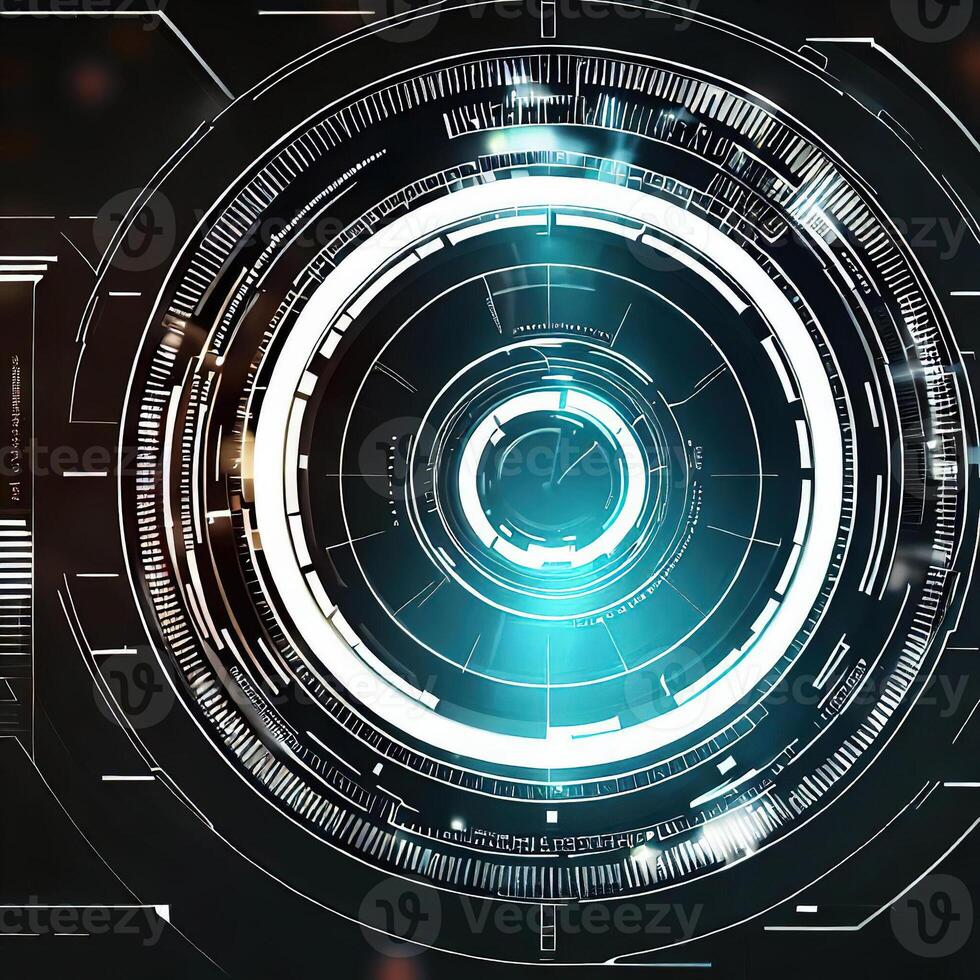 Premium Abstract Conceptual HUD and circuit board space futuristic technology ui interface hologram for business and education. photo