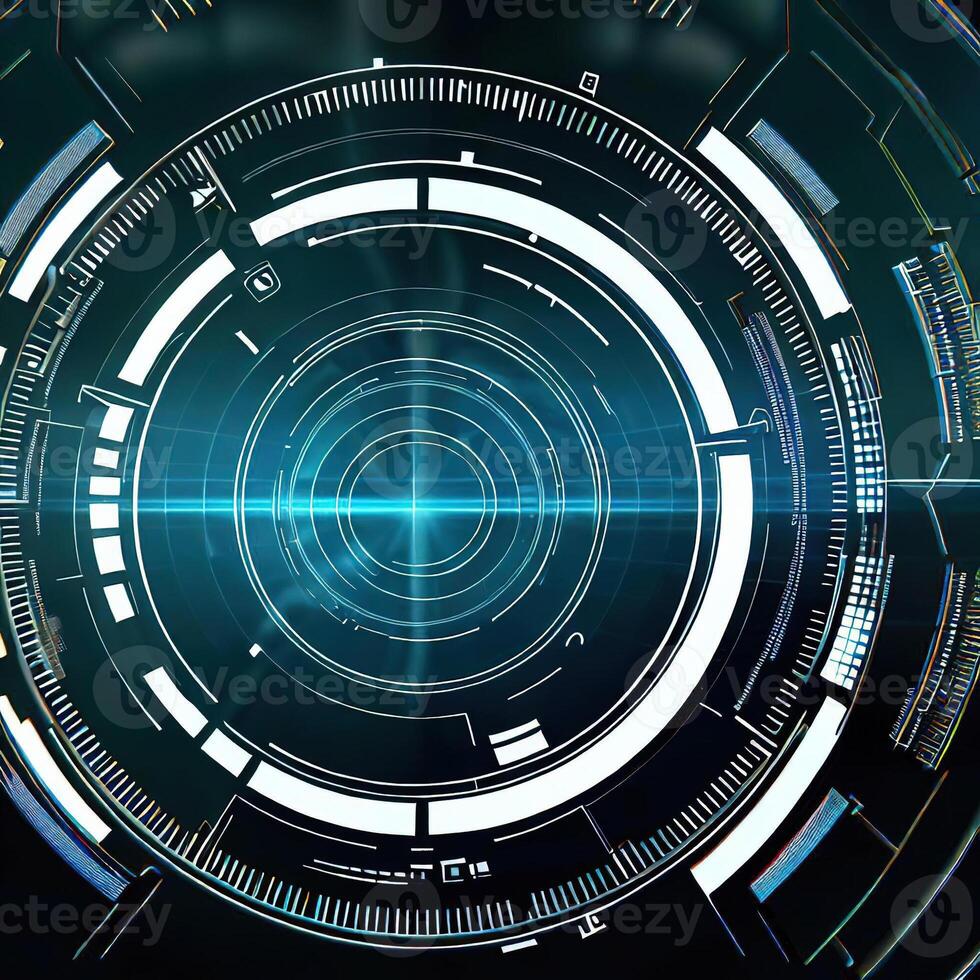 Premium Abstract Conceptual HUD and circuit board space futuristic technology ui interface hologram for business and education. photo