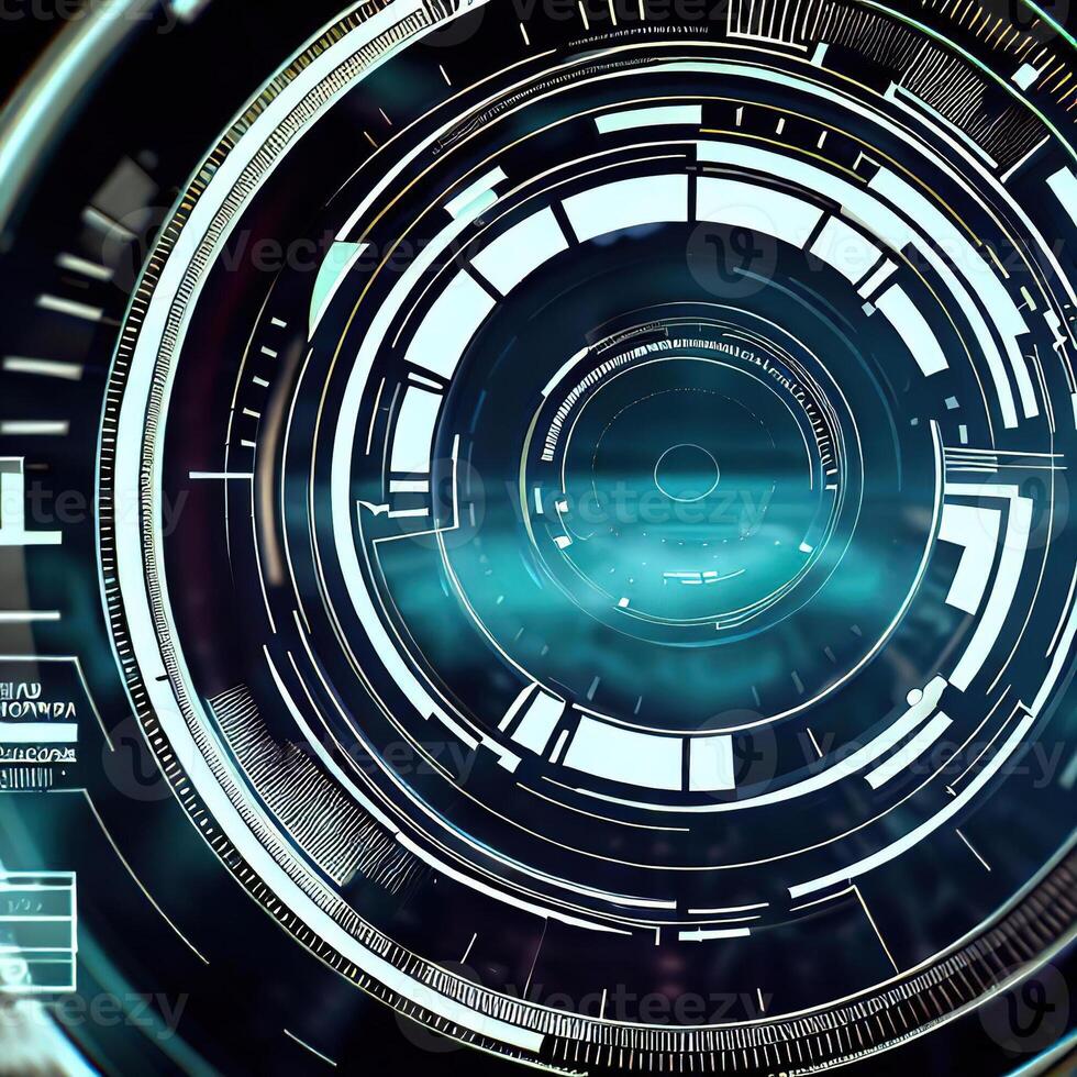 Premium Abstract Conceptual HUD and circuit board space futuristic technology ui interface hologram for business and education. photo