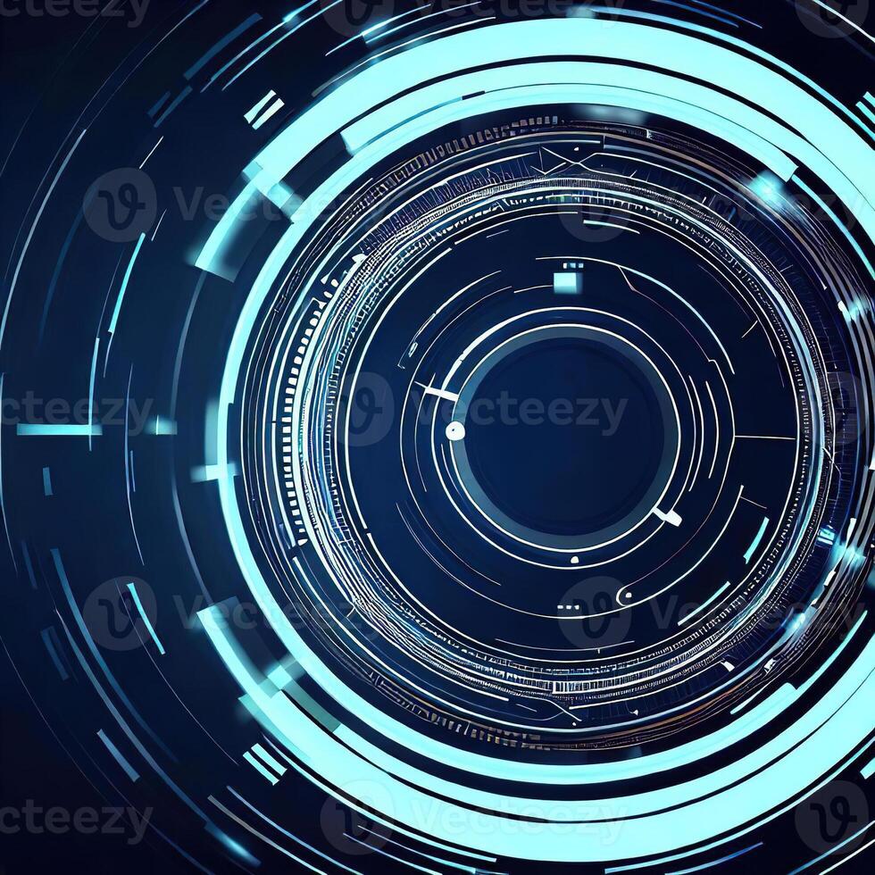 Premium Abstract Conceptual HUD and circuit board space futuristic technology ui interface hologram for business and education. photo