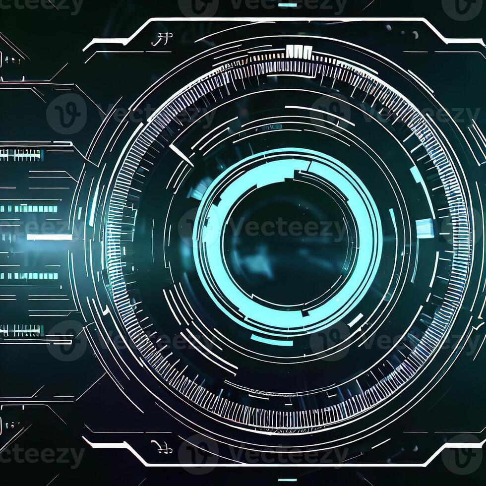 Premium Abstract Conceptual HUD and circuit board space futuristic technology ui interface hologram for business and education. photo