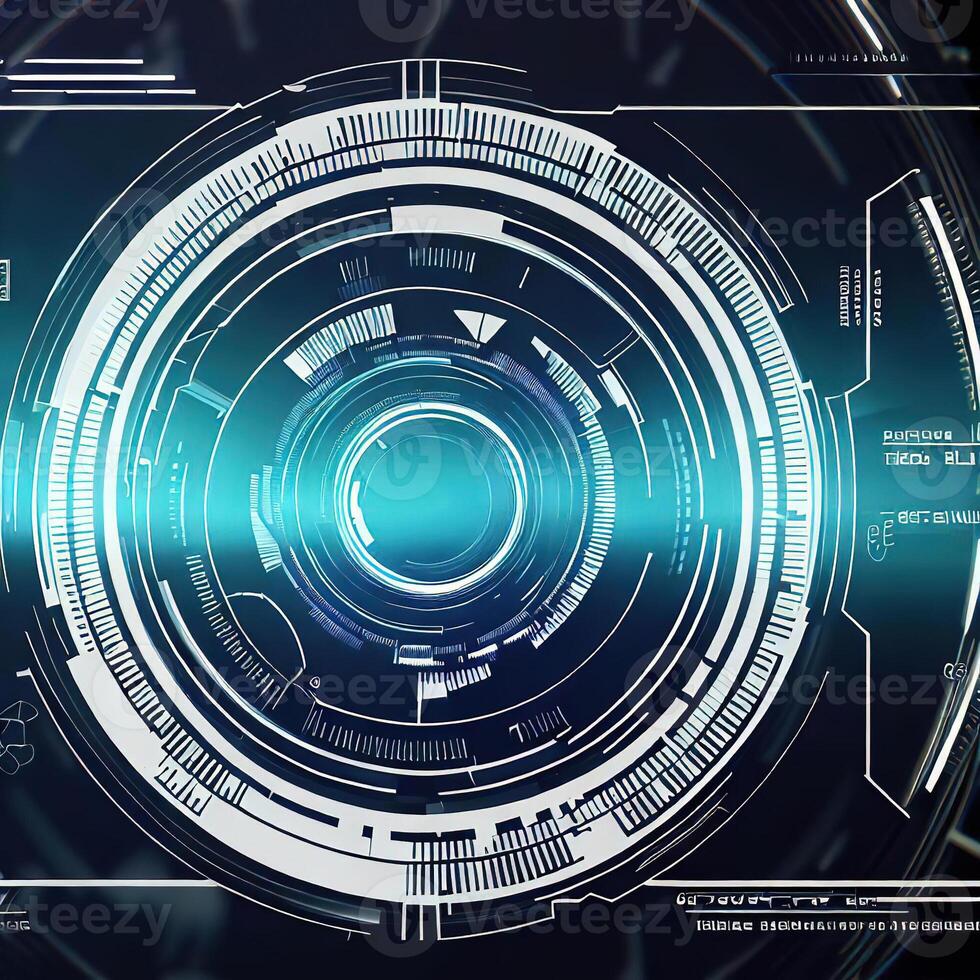 Premium Abstract Conceptual HUD and circuit board space futuristic technology ui interface hologram for business and education. photo