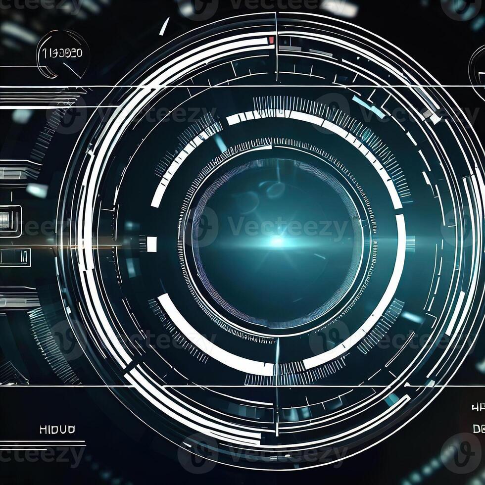 Premium Abstract Conceptual HUD and circuit board space futuristic technology ui interface hologram for business and education. photo
