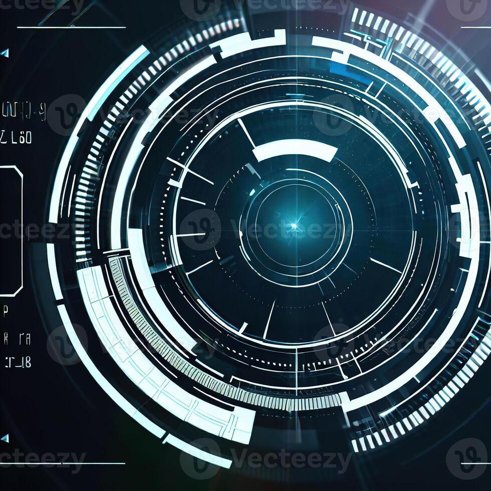 Premium Abstract Conceptual HUD and circuit board space futuristic technology ui interface hologram for business and education. photo