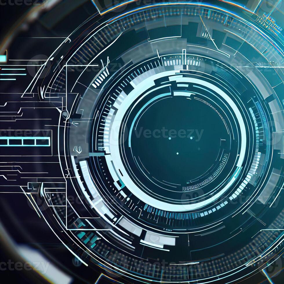Premium Abstract Conceptual HUD and circuit board space futuristic technology ui interface hologram for business and education. photo