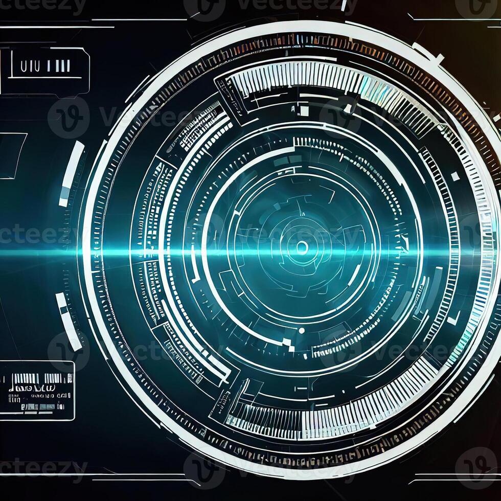 Premium Abstract Conceptual HUD and circuit board space futuristic technology ui interface hologram for business and education. photo
