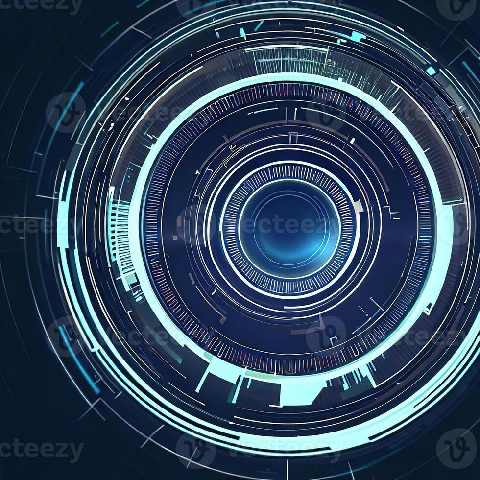 prima resumen conceptual hud y circuito tablero espacio futurista tecnología ui interfaz holograma para negocio y educación.ai generado foto