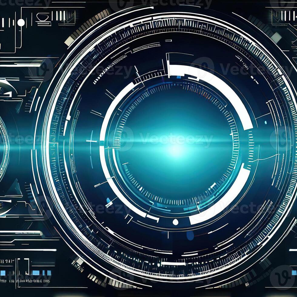 Premium Abstract Conceptual HUD and circuit board space futuristic technology ui interface hologram for business and education. photo