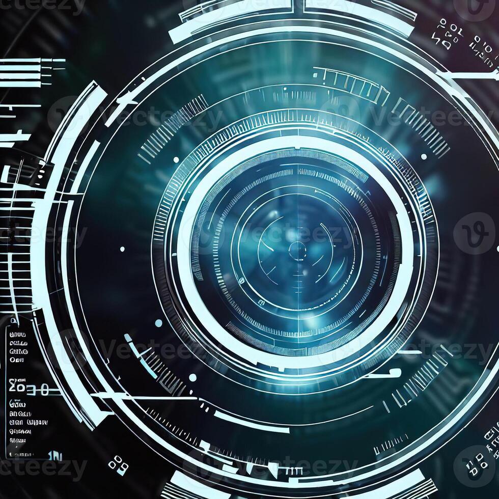 Premium Abstract Conceptual HUD and circuit board space futuristic technology ui interface hologram for business and education. photo
