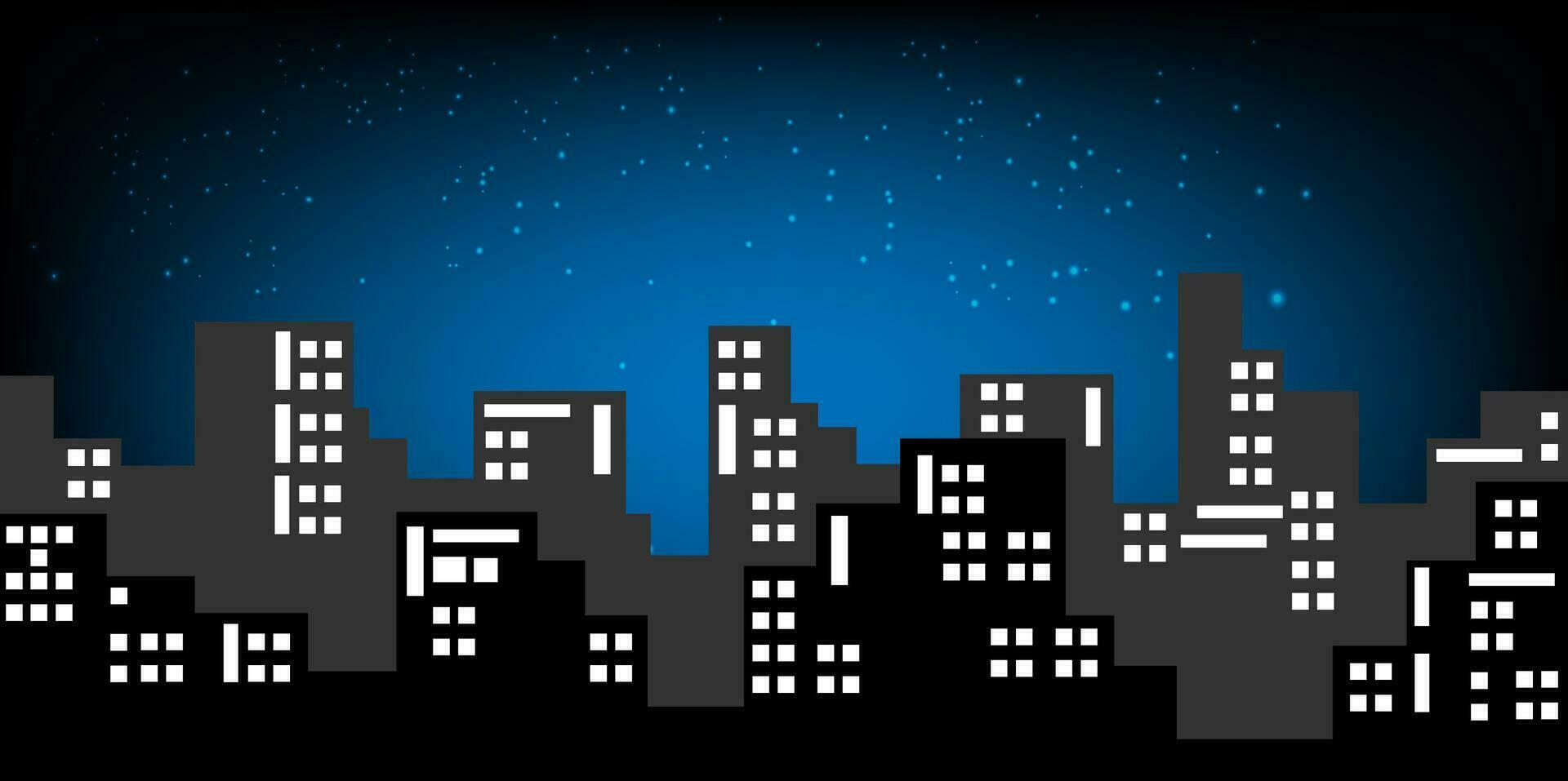 inteligente paisaje urbano inteligente edificio automatización noche futurista negocio concepto. web en línea azul color futuro tecnología. urbano bandera cielo silueta antecedentes .vector ilustración vector